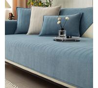 Peticehi Funny Fuzzy Sofa Cover, Herringbone Chenille Fabric Furniture Protector Sofa Cover, Cosy Solid Colour Non-Slip Couch Cover (Lake Blue,70 * 150cm)