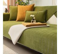 Peticehi Funny Fuzzy Sofa Cover, Herringbone Chenille Fabric Furniture Protector Sofa Cover, Cosy Solid Colour Non-Slip Couch Cover (Green,70 * 150cm)