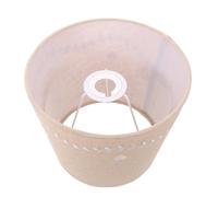 Petit Abat-Jour en Lin Brodé E27 E14, Forme tambour | Motif Feuilles et Vignes, Diffusion Douce, pour Lampe de Table ou Lampadaire, Blanc 22x16,5x16,5cm