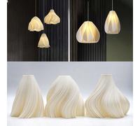 Petit abat-jour imprimé en 3D, style nordique moderne minimaliste pour salle à manger et chambre à coucher, style français crème en plastique ABS en forme de pétale, douille de lampe E14 (fournie avec