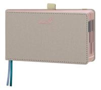 Petit Agenda 2026 2027 de Poche Semainier 18 Mois De Juil. 2026 à Déc. 2027 Tranche Or Rosé Couverture Rigide en Cuir PU Beige
