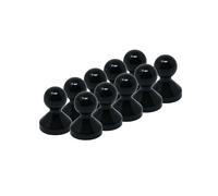 Petit Aimant á Broches en Acrylique Noir pour Réfrigérateur, Tableau Blanc, Tableau D'Affichage 11mm dia x 17mm de Haut - Pack de 10