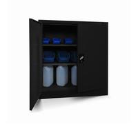 Petit Armoire de Bureau Métallique C001 Verrouillable 2 tablettes Manteau en poudre 92,5 cm x 90 cm x 40 cm Noir