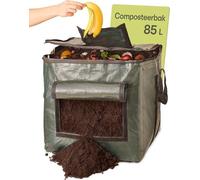 Petit bac à compost de 85 l - Résistant aux intempéries - Particulièrement robuste - Avec valve d'aération et de remplissage - Composteur rapide pour les déchets de cuisine et de jardin