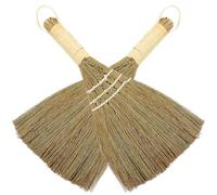Petit Balai à Main de Bureau, 2 Pièces, Manche Court Ergonomique | Paille de Miscanthus Naturelle, Soies Souples, Rangement Suspendu, pour Stores, Touches et Voiture