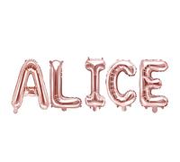Petit Ballon Foil Mylar Rose or Inscription Nom Alice 35 CM