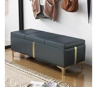 Petit banc de rangement rembourré pour chambre à coucher, repose-pieds sur le côté en cuir avec pieds en métal, solution légère et élégante pour économiser de l'espace