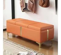 Petit banc de rangement rembourré pour chambre à coucher, repose-pieds sur le côté en cuir avec pieds en métal, solution légère et élégante pour économiser de l'espace
