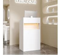 Petit Bureau d’Accueil avec Lumière LED et Compartiments Ouverts, Bureau, 59x39x105, Blanc