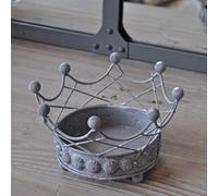Petit Cache Pots Fleurs Couronne 10x16cm Gris