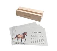 Petit calendrier de bureau 2026 - Un bel organisateur et planificateur de bureau avec une base en bois | Calendrier décoratif en position verticale - Pour maison, bureau, école