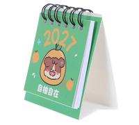 Petit Calendrier de Bureau 2027 en Métal et Papier, Modèle Cartoon | Reliure Double Spirale, Pages Mensuelles à Retourner, Illustrations Colorées, Suivi Quotidien Pratique Table Professionnelle