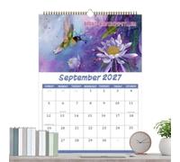 Petit Calendrier Mural 2027 12 Mois Oiseaux Rares Écriture Décor Floral