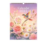 Petit Calendrier Mural 2027 Agenda Floral 12 Mois Écriture