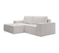 Petit canapé d'angle gauche convertible en velours côtelé beige AMELIA