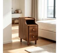 Petit coffre de rangement en bois de qualité supérieure avec étagères | Paire de tiroirs, œillet à l'arrière, kit coulissant silencieux(Walnut color,25*40*50cm)