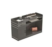Petit comptoir de bureau moderne noir avec ders verrouillables pour salon de réception (100 cm) Idéal pour les professas
