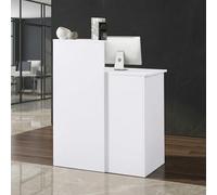 Petit Comptoir de Réception, 80 cm Bureau de Réception avec Tiroirs Verrouillable et Étagères Ouvertes Moderne Comptoir d'Accueil Caisse Meubles pour Salon de Coiffure, Beauté, Magasin, Hôtel & Bureau