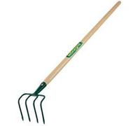 LEBORGNE - Petit Croc 4 Dents - Tête Acier Forgé et Trempé - Manche Bois Certifié PEFC 100% - H 11 cm - Lg 12 cm - Idéal Pour Griffage, Aération, Nivellement