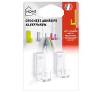 Petit crochet adhésif - cristal - lot de 2
