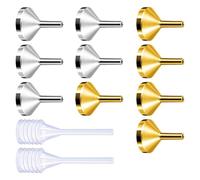 Petit entonnoir en métal doré et argenté, 10 pièces, avec 2 pipettes pour remplir de petites bouteilles, remplissage de parfums