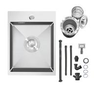 Petit Évier Cuisine Inox 304 30x40cm 1 Bac Encastrable avec Trou Robinet | Petit Mini Évier Bar Cuve Plonge, Trop-Plein, Siphon Distributeur, Acier Inox 304, Design Moderne Compact