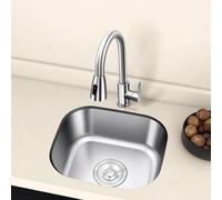 Petit évier de cuisine encastrable à un bac en acier inoxydable | Évier en inox à cuve unique profonde, idéal pour les bars et les petites cuisines de camping-cars(32.5/28cm/12.8/11in)