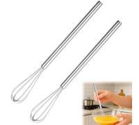 Petit Fouet Cuisine, 2 Pièces Mini Fouet Inox Cuisine Professionnel pour Vinaigrette, Coiffeur, Batteur Manuel Outil en Mousse avec Poignée en Acier Inoxydable pour Mélanger Fouetter Battre et Remuer