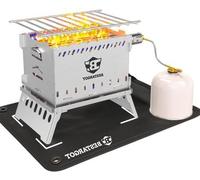 Petit kit de cuisine d'extérieur pliable en acier avec sac de transport résistant au feu, pour barbecue de camping/poêle à bois – peut servir de réchaud à bois