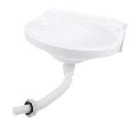 Petit Lavabo D’angle Mural en Plastique Blanc, Semi-circulaire | Installation sans Perçage, Rangement Intégré, pour Petits Espaces et Déménagements Fréquents