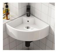 Petit lavabo d'angle à bord fin petit lavabo suspendu WC en céramique montage mural avec trou robinet salle bain 46 x 31 cm