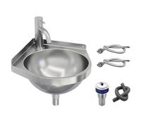 Petit lavabo d'angle en acier inoxydable avec robinet | Évier mural triangulaire pour salle de bain, cuisine, maison, entrée, buanderie, jardin, terrasse, vestibule