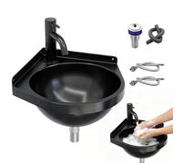 Petit lavabo mural d'angle triangle et semi-circulaire | Grovsho en acier inoxydable pour une utilisation dans la buanderie et le jardin, la terrasse, l'appartement