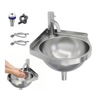 Petit lavabo mural | vasque en acier inoxydable triangulaire semi-circulaire avec robinet - Vasque Murale Triangulaire | Pour Jardin Terrasse Appartement Buanderie Salle De Bain Cuisine Maison Entrée