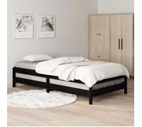 Petit Lit 75x190cm - VIDAXL - Lit empilable sans matelas - noir bois de pin massif L4057