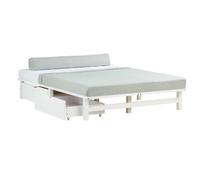 Petit lit double 140x200 matelas 2 tiroirs blanc