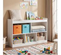 Petit Meuble De Rangement pour Enfant Montessori à 5 Compartiments Ouverts, pour Jouets et Livres, Blanc