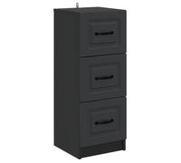 vidaXL Armoire à tiroirs Petit meuble de rangement Noir 33 x 34,5 x 87 cm Bois d'ingénierie