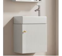 Petit Meuble salle de bain suspendu avec vasque -Meuble lavabo main wc et bassin intégré -L46 x P26 x H56 cm ,blanc