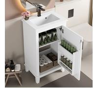 Petit Meuble sous vasque salle de bain -Meuble lavabo main wc et bassin intégré blanc-51x34x83cm ,Étagères réglables