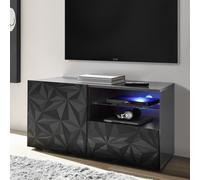 Petit meuble TV 1 porte et 1 tiroir, PRISMA, coloris noir