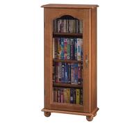 Petit Meuble Vitrine Chêne 1 Porte Vitrée 6 Niches L 49.4 H 105.8 P 21.5 cm