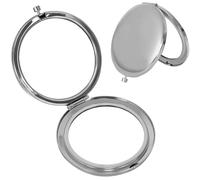 Petit Miroir de Poche, Rond Miroir Pliable Double Faces, Miroir Compact Grossissant Porte, Miroir de Voyage pour Le Maquillage, Miroir de Maquillage Professionnel, Cadeau Femme (Argent)