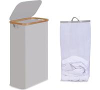 Petit panier à linge 75L avec couvercle - Gris clair