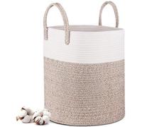 Petit panier à linge marron 35 x 40 cm en corde de coton