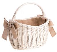 Petit panier à provisions en osier, crème rétro