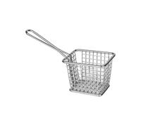 Olympia Petit panier carré de présentation avec manche long, en acier inoxydable, taille : 80 (H) x 100 (L) x 80 (P) mm, usage professionnel et domestique, GG866