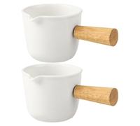 Petit Pichet à Lait Blanche en Céramique 2 Pièces | Verseur Élégant, Service Soigné de Condiments, Adapté aux Pancakes, Brunchs et Amateurs de Café à Domicile