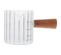 Petit Pichet en Verre Poignée en Bois 90ml pour Expresso | Tasse à Mesurer, Usage la Cuisine et Bar, pour Lait, Crème, Sauce, Sucre