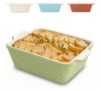 Petit plat à gratin en céramique pour 2 personnes - Mini-plat à gratin pour tiramisu et gratins - Bords très hauts - Petit plat à gratin pour friteuses à air chaud - Plat à lasagnes en céramique (vert
